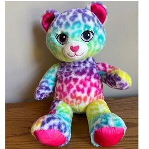 Build-A-Bear Wild Style Rainbow Multicolor Cheetah Leopard Cat Stuffed Plush 17"